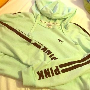 VS PINK light blue hooded sweater